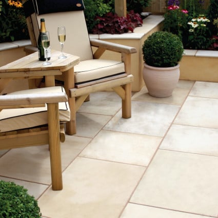 PATIO PAVERS - 'Premiastone' Ivory-Natural Sandstone with a Smooth Finish