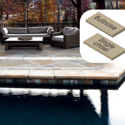POOL COPING - 'Classicstone' Golden Fossil-Natural Sandstone with a Textured, Flat Surface & Choice of Edge